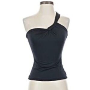 abercrombie and fitch seamless fabric one shoulder twist top dark blue size xs